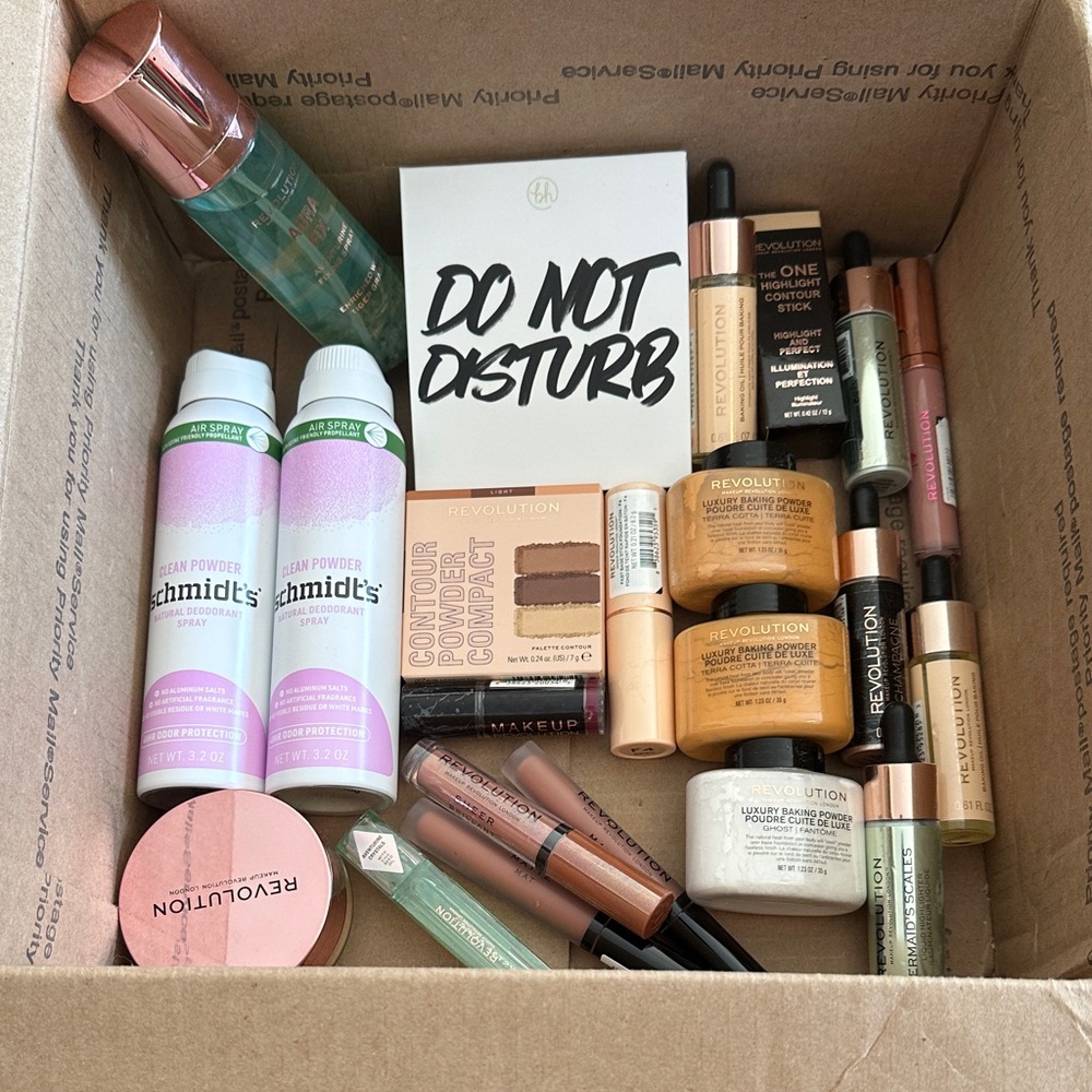 Revolution Beauty Assortment with Pink and Green Accents